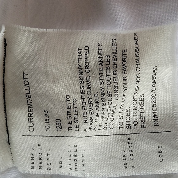 Current / Elliott The High Waist Stiletto White Distressed Jeans - Picture 8 of 8